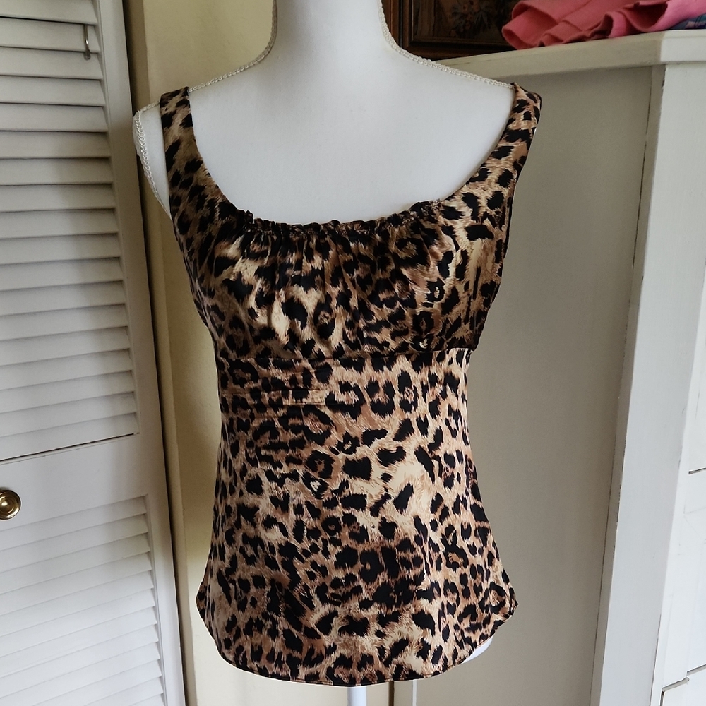 Tahari silk Leopard Print tank SP